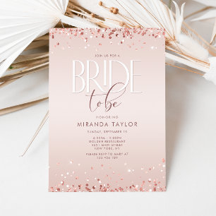 Luxury Rose Gold Confetti Bridal Shower Invitation
