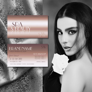 Luxury Rose Gold Cool Mirror Letters with Monogram Business Card