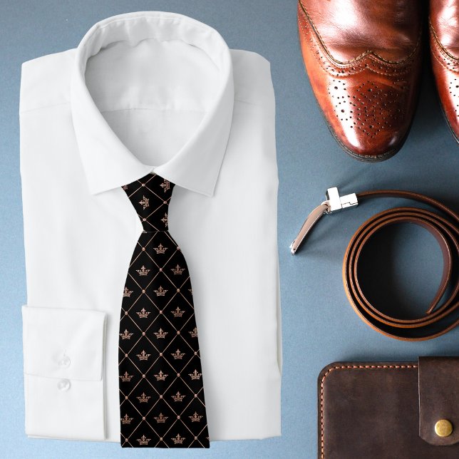 Luxury Rose Gold Crown Pattern Modern Stylish Tie (Creator Uploaded)