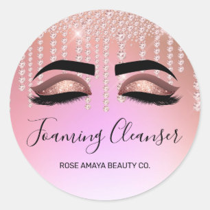 Luxury Rose Gold Diamond Drips Lash Cleanser Classic Round Sticker