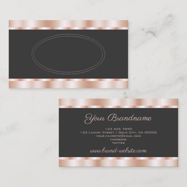 Luxury Rose Gold Effect and Dark Grey Professional Business Card (Front/Back)