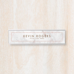 Luxury rose-gold faux marble texture door sign
