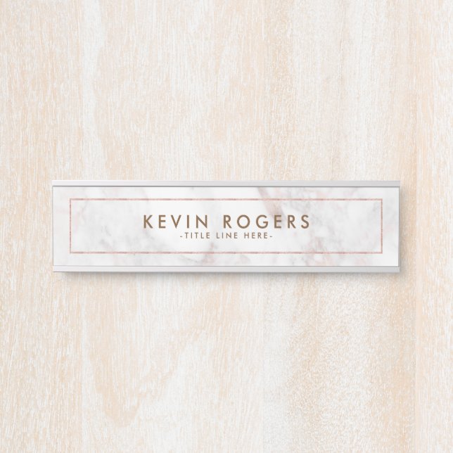 Luxury rose-gold faux marble texture door sign (Front)