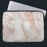 Luxury rose-gold faux marble texture laptop sleeve<br><div class="desc">White and rose-gold luxury faux marble texture. Optional monogram.</div>