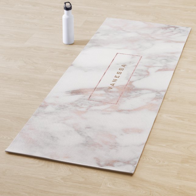 Luxury rose-gold faux marble yoga mat (In Situ)
