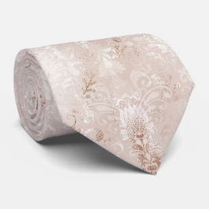 Luxury Rose Gold Foil Damask Pattern Tie
