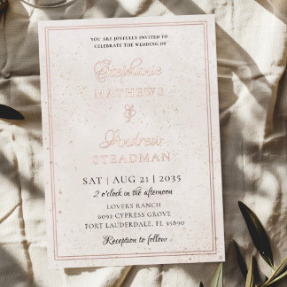 Luxury Rose Gold Foil Script Wedding