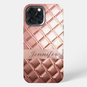 Luxury Rose Gold Glitter Custom Add Your Name iPhone 13 Pro Max Case