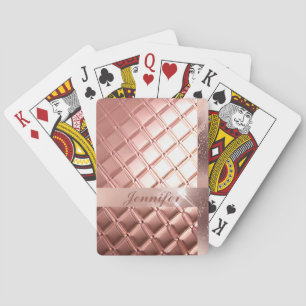 Luxury Rose Gold Glitter Custom Add Your Name Playing Cards