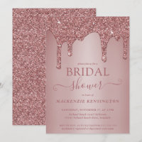 Luxury Rose Gold Glitter Drips Bridal Shower