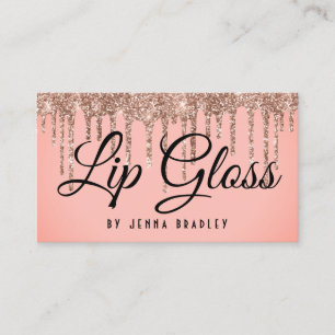Luxury Rose Gold Glitter Drips Lip Gloss Business Card