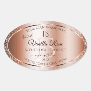 Luxury Rose Gold Glitter Initials Product Labels