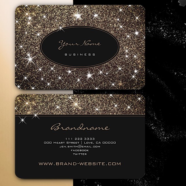 Luxury Rose Gold Glitter Luminous Stars Elegant Business Card (Creator Uploaded)