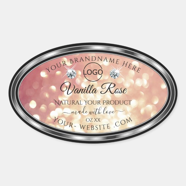 Luxury Rose Gold Glitter Product Label Jewels Logo (Front)