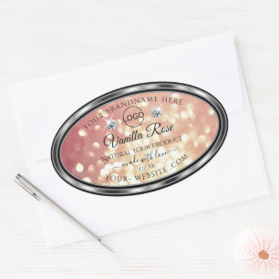 Luxury Rose Gold Glitter Product Label Jewels Logo
