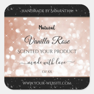 Luxury Rose Gold Glitter Product Packaging Labels