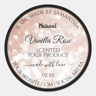 Luxury Rose Gold Glitter Product Packaging Labels