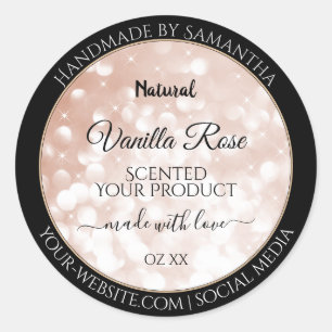 Luxury Rose Gold Glitter Product Packaging Labels