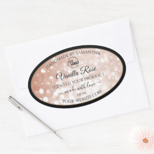 Luxury Rose Gold Glitter Stars Product Labels Logo