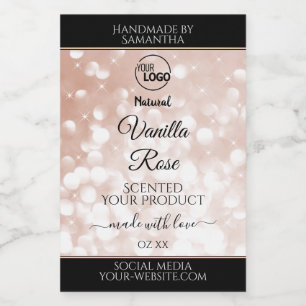 Luxury Rose Gold Glitter Stars Product Labels Logo