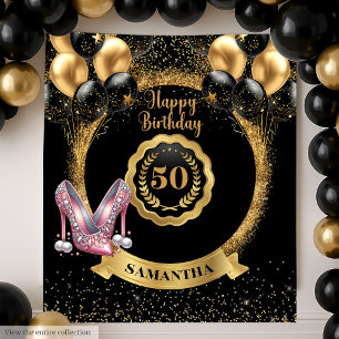 Luxury Rose Gold High Heels 50th Birthday Sign Tapestry