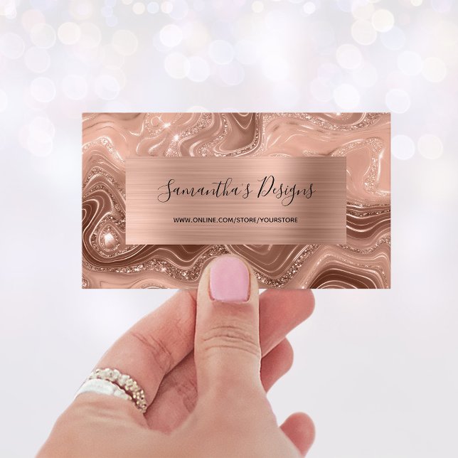 Luxury Rose Gold Marble Agate Glam Foil Business Card (Luxury Rose Gold Marble Agate Glam Foil Business Card)