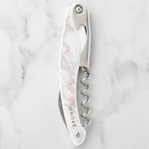 Luxury Rose-gold Marble Monogram Corkscrew
