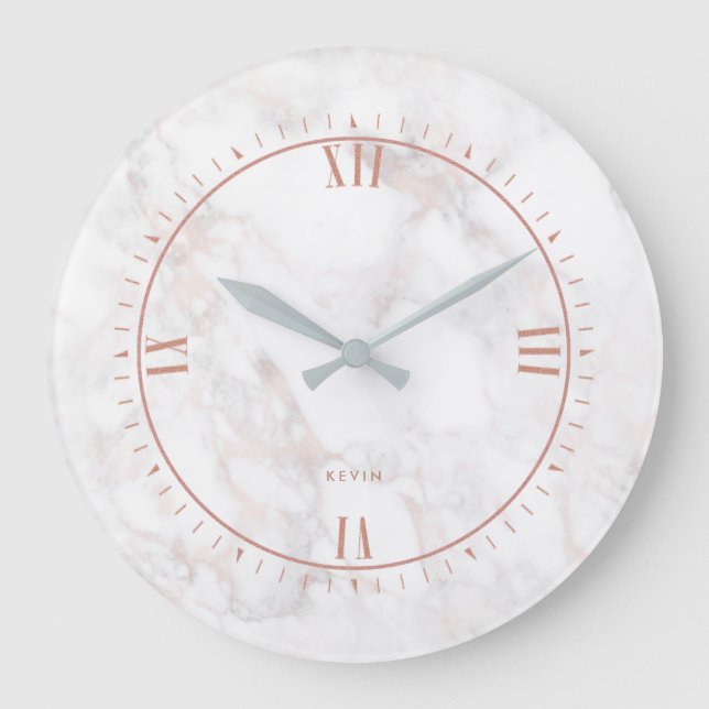 Luxury Rose-Gold Marble Stone Large Clock (Front)