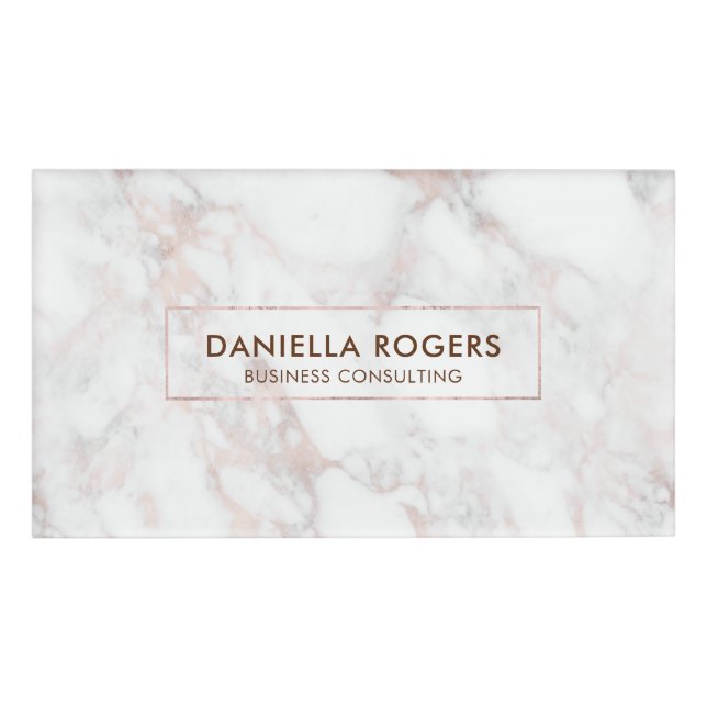 Luxury Rose-Gold Marble Stone Name Tag (Front)
