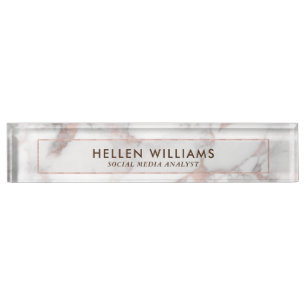 Luxury Rose-gold Marble Stone Nameplate