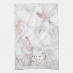 Luxury rose-gold marble stone tea towel