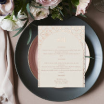 Luxury Rose Gold Mediterranean Tile Wedding Menu