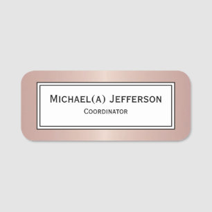 Luxury Rose Gold Metallic Pink And A Classic White Name Tag