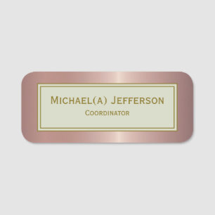 Luxury Rose Gold Metallic Pink And Modern Beige Name Tag