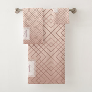Luxury Rose Gold pattern Monogram Bath Towel Set