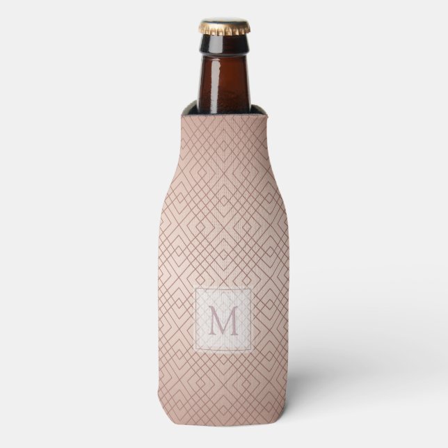 Luxury Rose Gold pattern Monogram Bottle Cooler (Bottle Front)