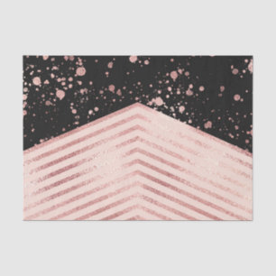 Luxury Rose Gold Pink Black Chevron Paint Splatter Tissue Paper