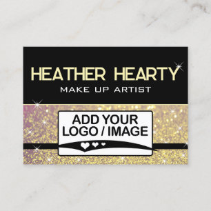 Luxury Rose Gold Pink Black Glitter Logo Template Business Card