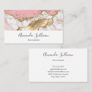 Luxury Rose Gold Pink Marble Design Business Card
