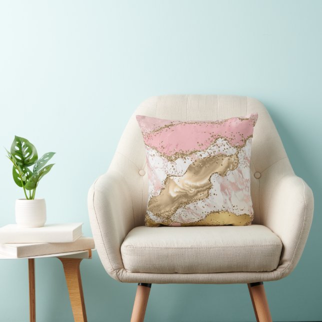 Luxury Rose Gold Pink Marble Design Cushion (Chair)