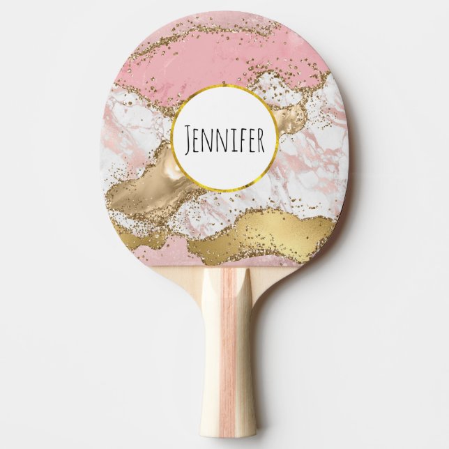 Luxury Rose Gold Pink Marble Design Ping Pong Paddle (Front)