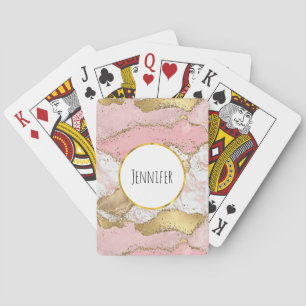 Luxury Rose Gold Pink Marble Design Playing Cards