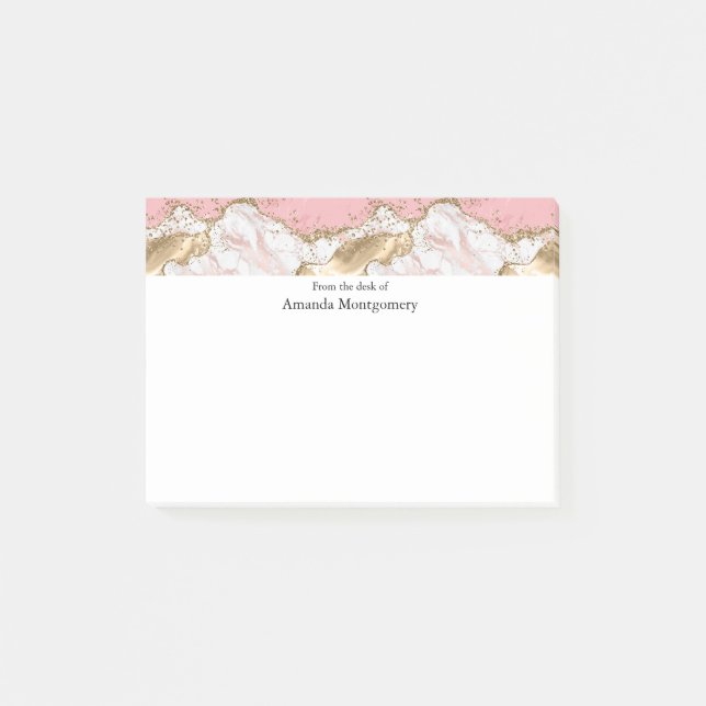 Luxury Rose Gold Pink Marble Design Post-it Notes (Front)