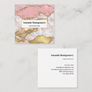 Luxury Rose Gold Pink Marble Design Square Business Card