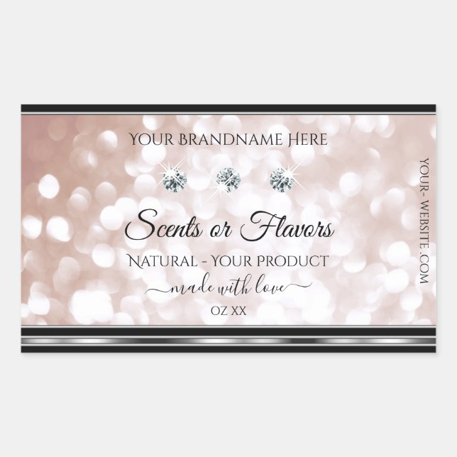 Luxury Rose Gold Product Labels Dazzling Jewels (Front)