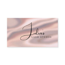 Luxury Rose Gold Satin Lash Studio Business Card