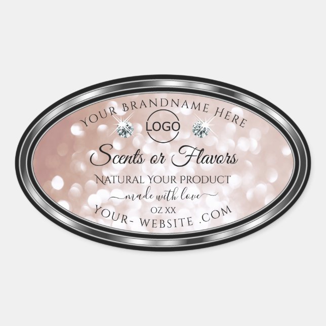 Luxury Rose Gold Shimmer Product Label Jewels Logo (Front)