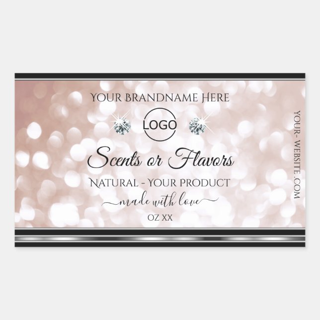 Luxury Rose Gold Shimmer Product Label Jewels Logo (Front)
