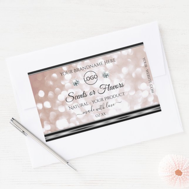 Luxury Rose Gold Shimmer Product Label Jewels Logo (Envelope)