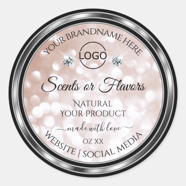 Luxury Rose Gold Shimmer Product Label Jewels Logo (Front)